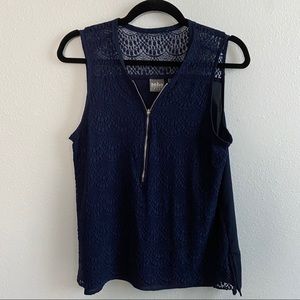 New York & Co blue sleeveless lace shirt - medium
